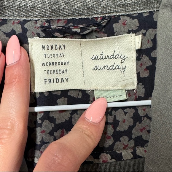 Saturday/Sunday by Anthropologie Grey Snap Collar Jacket Size S AS IS - Picture 4 of 10